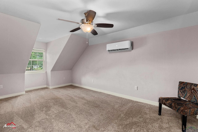 224 Stonegate Dr, Carthage, TX 75633 - additional living space with an AC wall unit, carpet floors, ceiling fan, and lofted ceiling