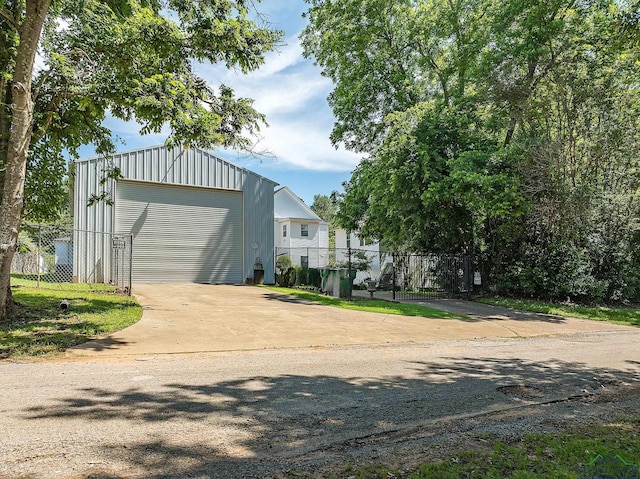 exterior space with a garage