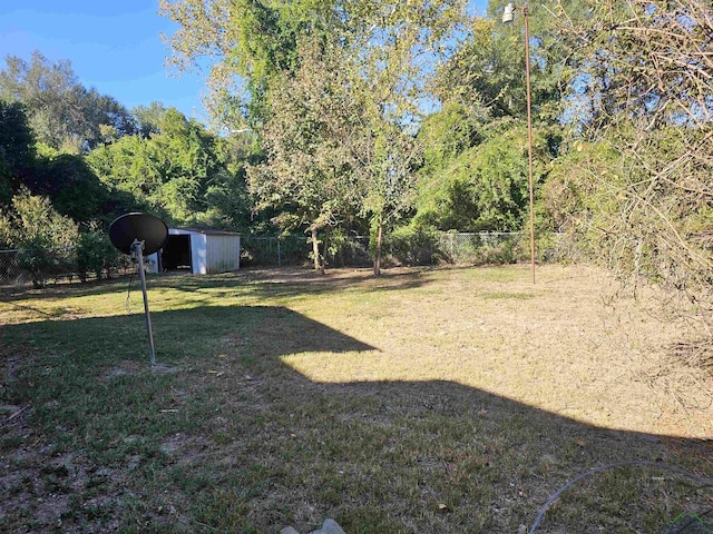 view of yard with a shed