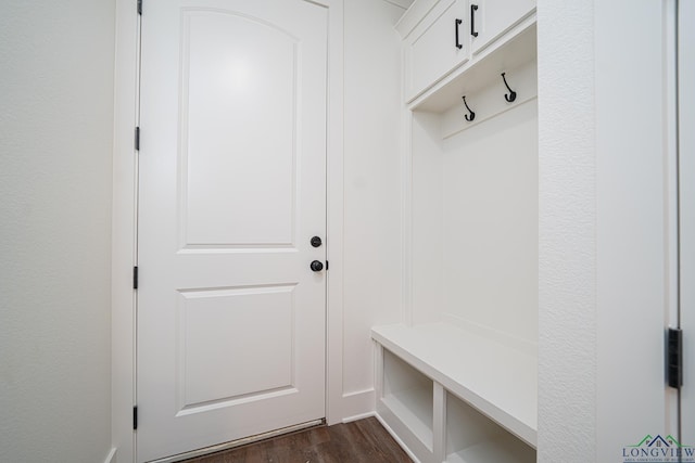 mudroom featuring dark hardwood / wood-style flooring