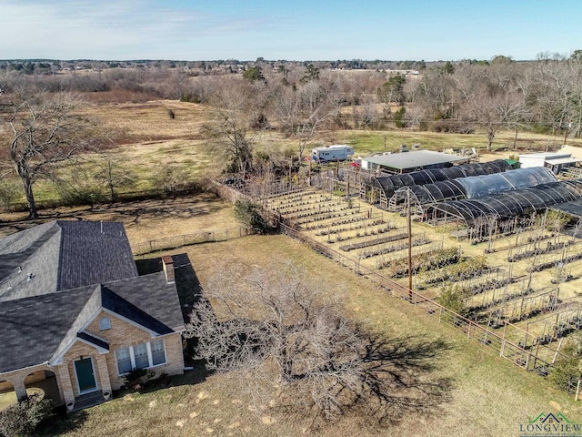 aerial view featuring a rural view