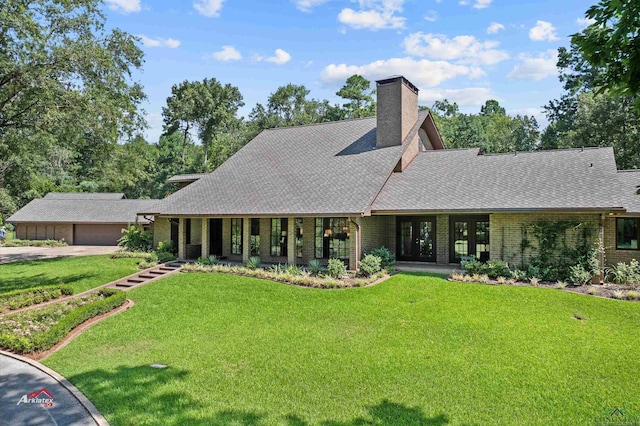 view of front of home with a front yard