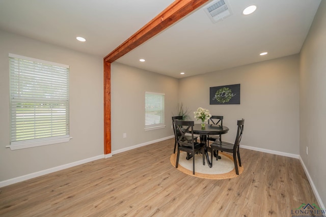 1021 N Montgomery St, Gilmer, TX 75644 - dining space with plenty of natural light, light wood-style floors, and recessed lighting