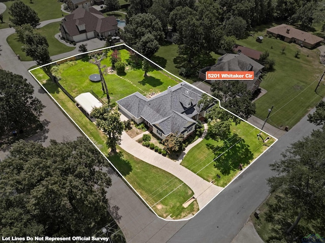 5201 Whitaker, Longview, TX 75605 - aerial view of property's location with property boundaries highlighted