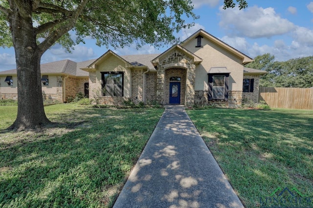 view of front facade with a front yard