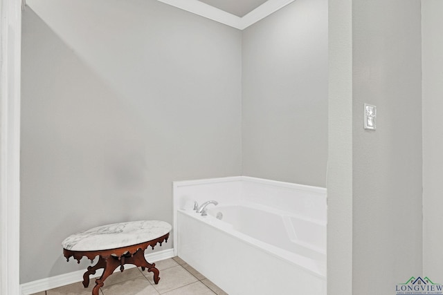 bathroom featuring tile patterned flooring and a bathing tub