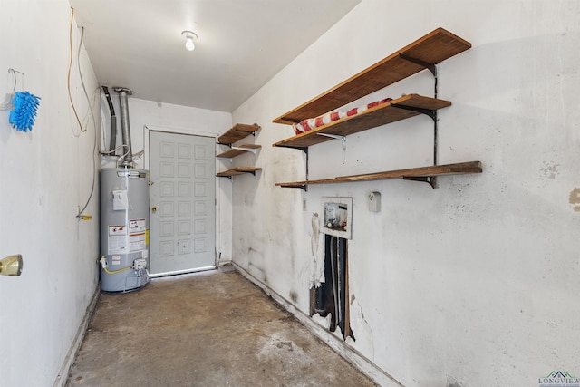 basement featuring water heater