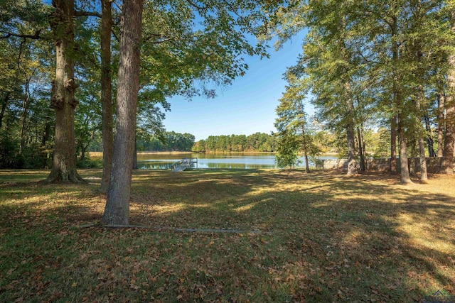 view of yard featuring a water view