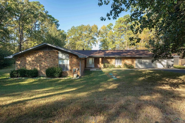 ranch-style home with a front lawn