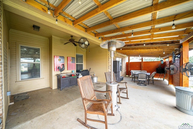 view of patio featuring ceiling fan