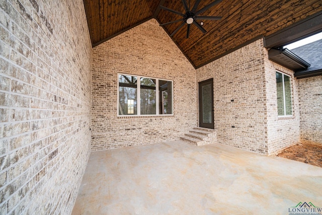 view of patio featuring ceiling fan