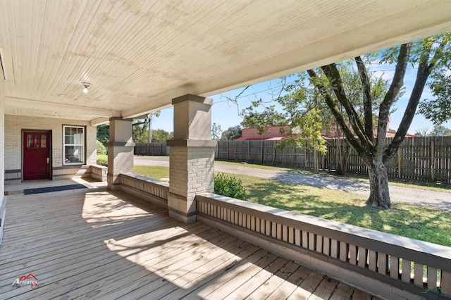 wooden deck with covered porch