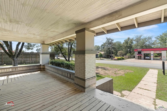 wooden terrace with covered porch