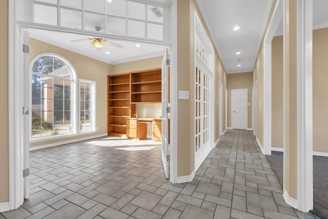 corridor with ornamental molding