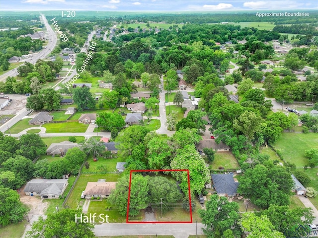 204 Half St, Lindale, TX 75771 - aerial view of residential area with property boundaries highlighted