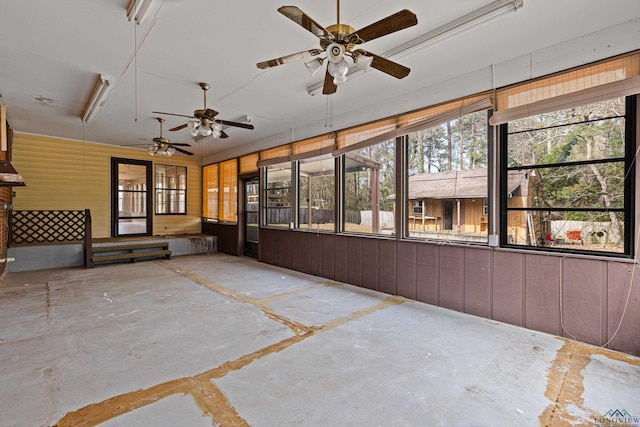 view of unfurnished sunroom