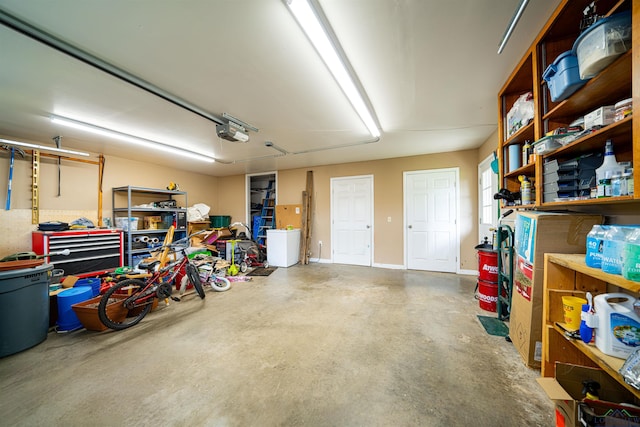 garage with a garage door opener