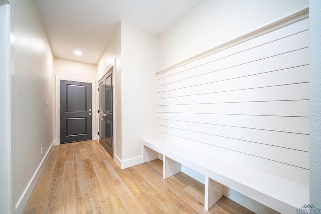 mudroom with light wood-type flooring