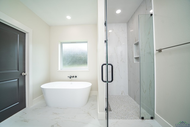 bathroom with independent shower and bath