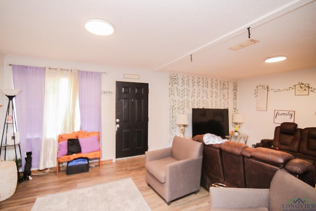 living room with light wood-type flooring