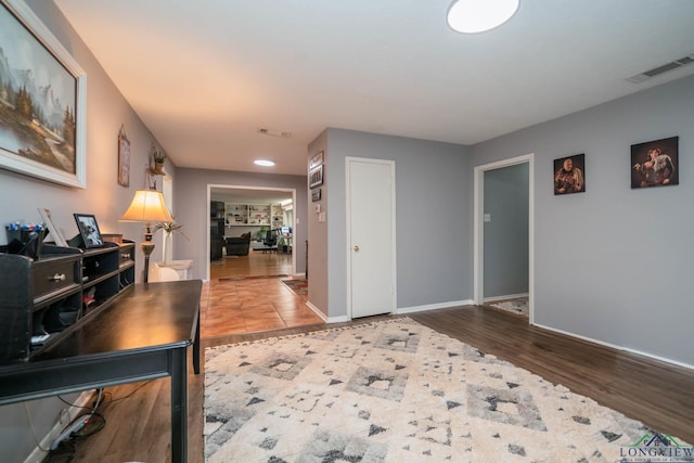 office area featuring hardwood / wood-style flooring