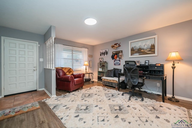 office area featuring wood-type flooring