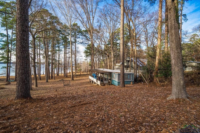 view of yard with a water view