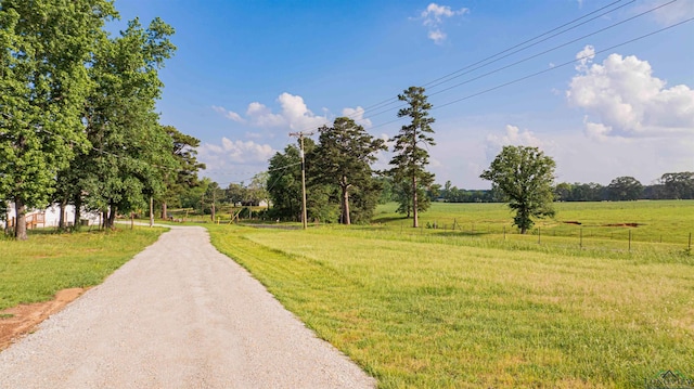 view of road featuring a view of countryside
