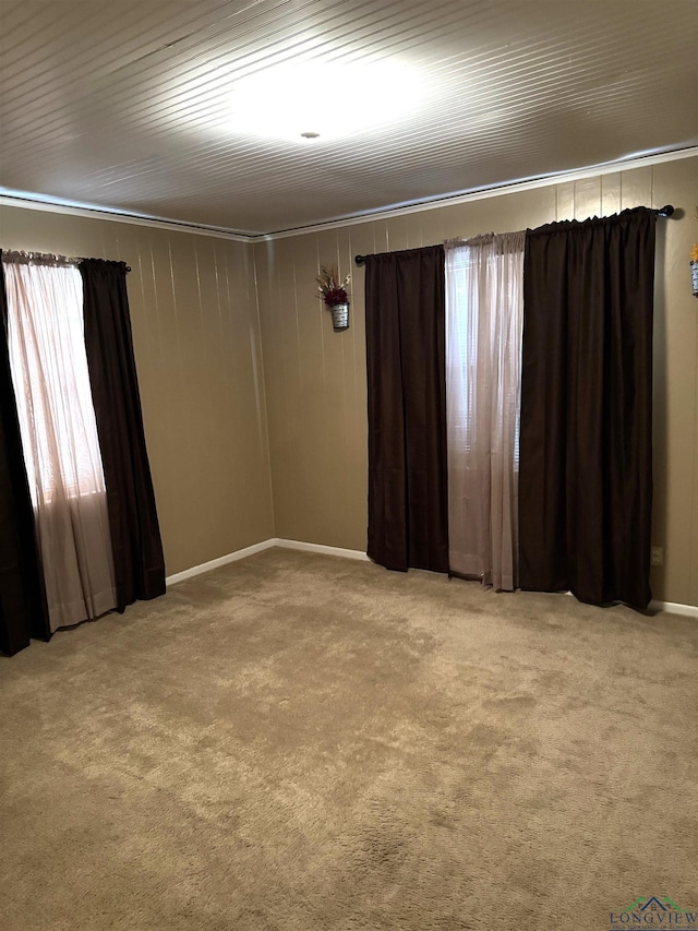 unfurnished room featuring light colored carpet