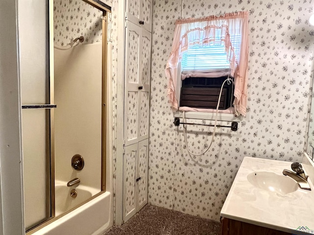 bathroom with vanity and shower / bath combination