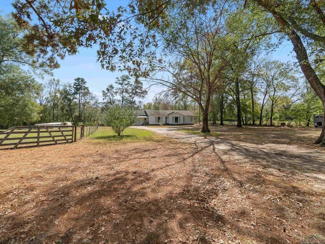 view of yard with a rural view