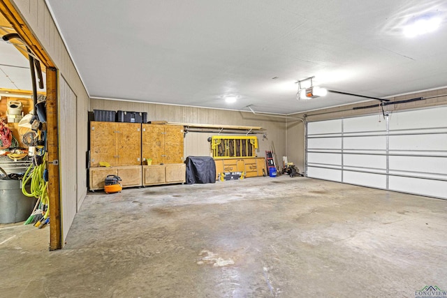 garage with a garage door opener