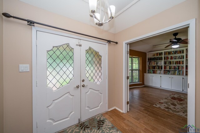 foyer with hardwood / wood-style flooring