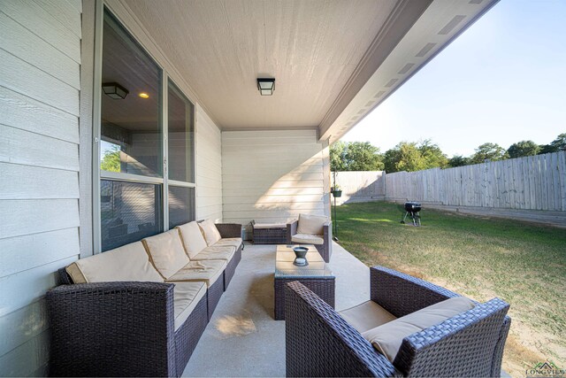 view of patio featuring an outdoor living space