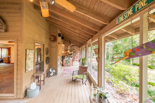 wooden deck with covered porch