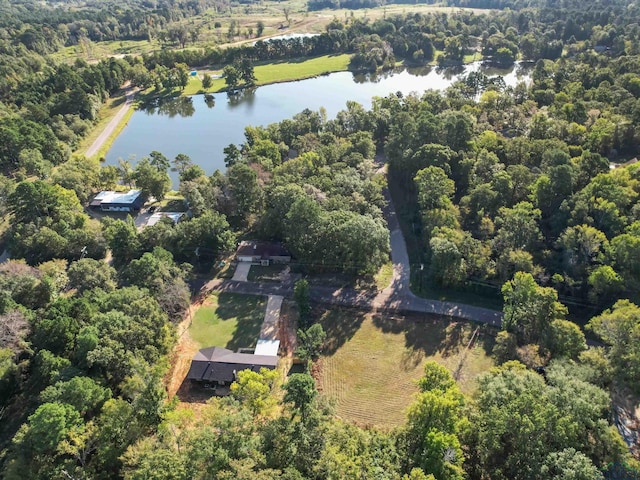 aerial view featuring a rural view and a water view