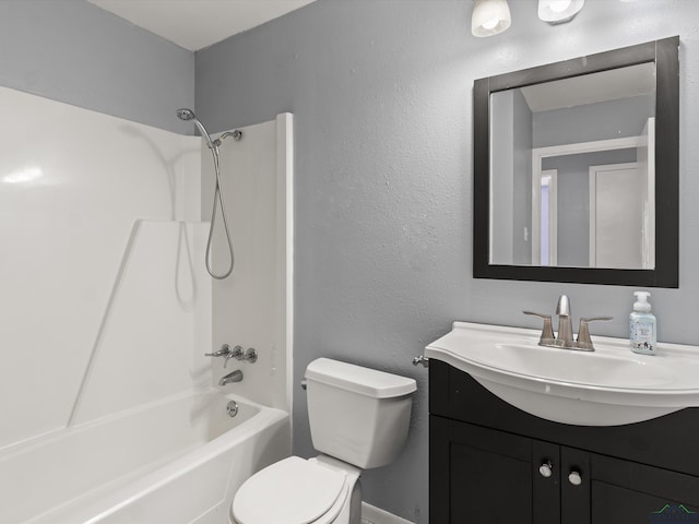 full bathroom featuring vanity, shower / bathtub combination, and toilet