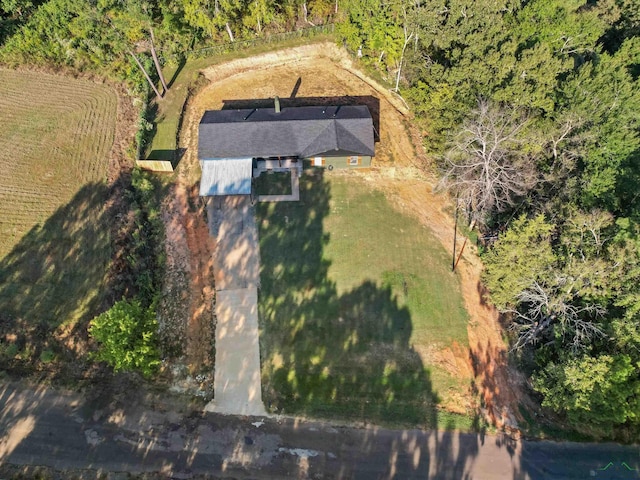 drone / aerial view with a rural view