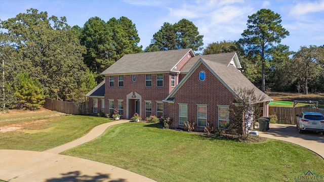 view of front of property with a front lawn