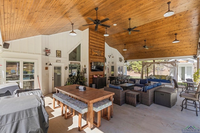 view of patio / terrace featuring outdoor lounge area and ceiling fan