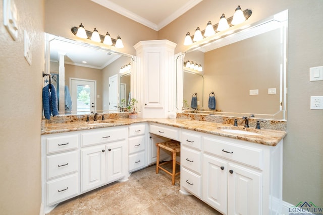 2106 Katie Lee Ln, Longview, TX 75601 - full bathroom featuring crown molding, double vanity, and ornate columns
