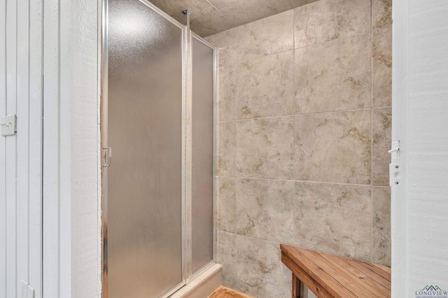 bathroom featuring walk in shower