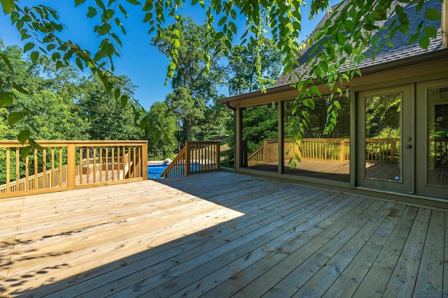 wooden deck with french doors