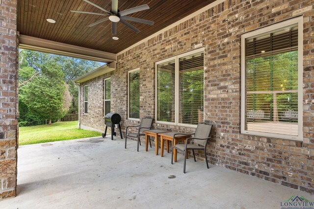 12265 Sable Ln, Whitehouse, TX 75791 - view of patio featuring a ceiling fan and a grill