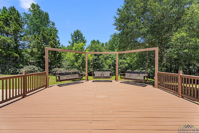 12265 Sable Ln, Whitehouse, TX 75791 - wooden terrace with an outdoor hangout area and view of wooded area