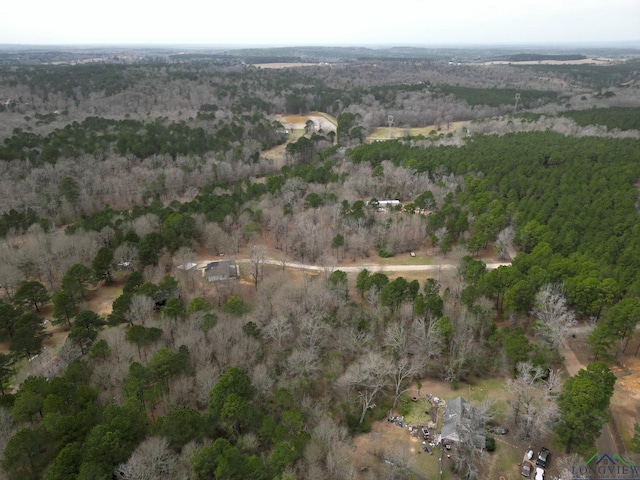 aerial view featuring a forest view