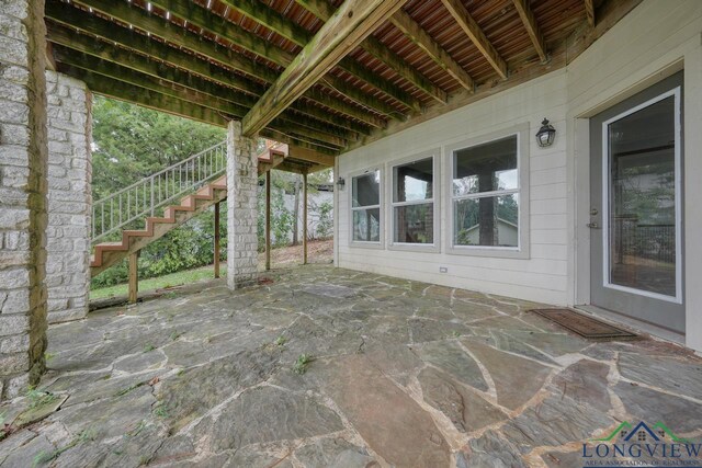 521 Hideaway Ln, Central, Hideaway, TX 75771 - view of patio / terrace with stairs