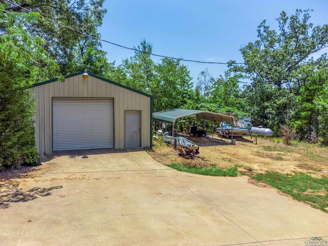 garage with a carport