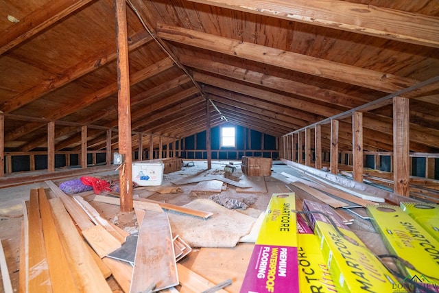 view of unfinished attic