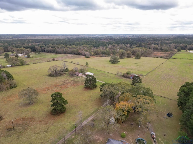 birds eye view of property featuring a rural view